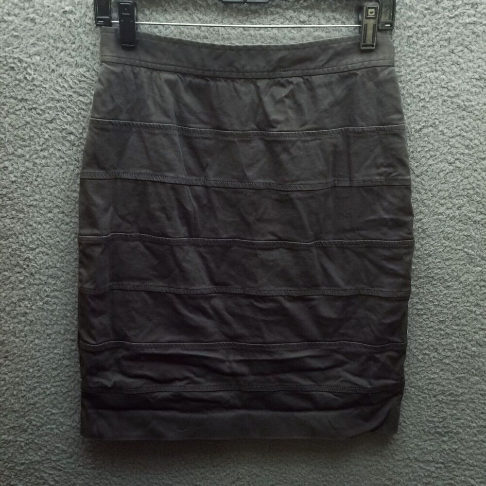 Worth Women's 8 Ribbed Dark-Gray Knee Length Straight & Pencil Skirt 28" 21" 0"